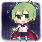  antennae blush cape green_eyes green_hair looking_at_viewer noramimi open_mouth short_hair smile solo touhou wriggle_nightbug 