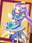  atakato boots cure_beat frilled_skirt guitar instrument kurokawa_ellen long_hair magical_girl precure purple_hair side_ponytail siren_(suite_precure) solo standing_on_one_leg suite_precure thigh-highs thigh_boots thighhighs yellow_eyes 