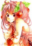  2012 absurdres cherry dated food fruit hatsune_miku highres long_hair necktie pink_eyes pink_hair sakura_miku smile solo spicaboy vocaloid 