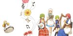  apron banjo bassoon blush bow braid chair closed_eyes dress eyes_closed fairy_maid flower green_eyes green_hair hair_bobbles hair_bow hair_ornament harp instrument izayoi_sakuya kazami_yuuka maid_headdress multiple_girls musical_note no_hat no_headwear number onozuka_komachi open_mouth plaid plaid_dress recorder red_eyes roman_numerals shiba_murashouji shikieiki_yamaxanadu short_hair silver_hair simple_background singing sitting spider_lily touhou treble_clef twin_braids twintails white_legwear 