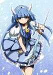  aoki_reika bangs blue_eyes blue_gloves blue_hair bow brooch capelet cure_beauty fingerless_gloves gloves hair_ornament ice_sword jewelry kirigaya_yuuji long_hair looking_at_viewer magical_girl precure shirt shorts_under_skirt skirt skirt_set smile smile_precure! solo very_long_hair 