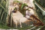  blonde_hair blue_eyes boots foreshortening hat highres link pointy_ears solo sword triforce twilight_princess weapon zzyzzyy 