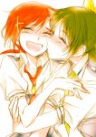  cheek_kiss closed_eyes eyes_closed green_hair hino_akane hug kiss midorikawa_nao multiple_girls open_mouth precure red_hair redhead smile smile_precure! tima yuri 