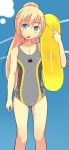  :o blonde_hair blue_eyes blush collarbone competition_swimsuit em helma_lennartz holding innertube long_hair looking_at_viewer one-piece_swimsuit original ponytail solo strike_witches swimsuit 