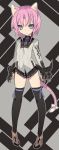  animal_ears black_legwear blade_(lovewn) blue_eyes cat_ears cat_tail claw_(weapon) claws copyright_request miniskirt pigeon-toed pink_hair pleated_skirt short_hair skirt solo tail thigh-highs thighhighs 