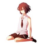  1boy bad_id black_hair child male necktie shirt shorts sitting sleeveless solo tatanbobo toono_shiki_(2) tsukihime white_shirt young 