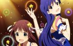  2girls amami_haruka blush brown_eyes brown_hair green_eyes idolmaster kisaragi_chihaya purple_hair 