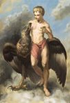  barefoot bird eagle ganymede_(mythology) greek_mythology male nablange shirtless short_hair zeus 