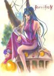  blue_hair breath_of_fire breath_of_fire_iv deis elbow_gloves ershin legs long_hair long_legs ponytail sideboob sitting thighs 