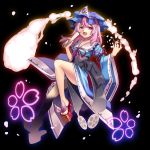  fan folding_fan glowing hat hitodama japanese_clothes pink_eyes pink_hair saigyouji_yuyuko sash tatsuyoshi touhou 