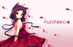  animal_ears black_hair dress kurone_kuroneko petals ribbons 