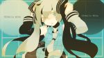  black_hair detached_sleeves hatsune_miku heterochromia hoshima long_hair looking_at_viewer multicolored_hair necktie open_mouth solo twintails very_long_hair vocaloid white_hair 
