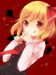  :q blonde_hair bow hair_bow hair_ribbon heart long_sleeves looking_at_viewer necktie nunucco red_eyes ribbon rumia short_hair smile solo tongue touhou 