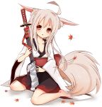  animal_ears fox_ears fox_tail highres inubashiri_momiji long_hair original red_eyes solo sword tail tosura-ayato touhou weapon white_hair 
