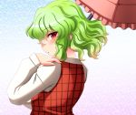  1girl curly_hair green_hair kazami_yuuka red_eyes shin&#039;en_(gyokuro_company) short_hair solo touhou vest 