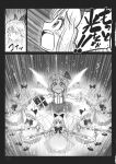  alice_margatroid alice_margatroid_(pc-98) bow comic doll dual_wielding energy gensoukoumuten hair_bow hairband highres light monochrome open_mouth serious shanghai_doll sword tears touhou touhou_(pc-98) translated translation_request weapon 