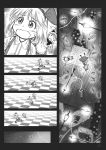  alice_margatroid alice_margatroid_(pc-98) comic doll flower gensoukoumuten highres lamppost monochrome open_mouth rose shanghai_doll silent_comic touhou touhou_(pc-98) tripping young 