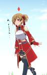  aa-rance bare_shoulders black_legwear blush breastplate brown_hair fingerless_gloves gloves hair_ribbon ribbon short_hair short_twintails silica skirt sword_art_online thigh-highs thighhighs translated translation_request twintails yandere 