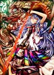  akasia artist_request blue_hair dragon hat highres hinanawi_tenshi long_hair red_eyes skirt smile solo sword sword_of_hisou touhou weapon 