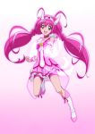  cure_happy highres hoshizora_miyuki iyakun long_hair magical_girl open_mouth pink_eyes pink_hair precure smile smile_precure! solo twintails very_long_hair 