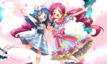  :d blue_eyes blue_hair bow choker dress hair_bow hanasaki_tsubomi hand_holding hands_clasped heartcatch_precure! holding_hands kurumi_erika long_hair mirrrrr multiple_girls open_mouth pink_eyes pink_hair precure sandals smile twintails 