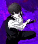  black_hair fighting_stance gintama hijikata_toushirou katana ogsan purple_background solo sword vest weapon zoom_layer 