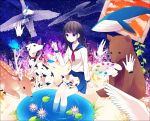  bear bird black_hair blue_eyes butterfly calico cat dalmatian deer dog hands lily_pad long_hair night original paint pencil puddle ruler sailor sky smile solo star swan vines whale 