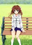  asakura_yume bench brown_hair da_capo_ii highres iyakun sitting skirt smile solo 