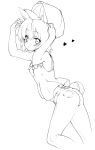  animal_ears ass blush cabbie_hat camisole casual contemporary hat heart hyouju_issei inubashiri_momiji lineart looking_at_viewer monochrome pants short_hair solo touhou 