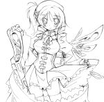  breasts drill_hair endou_chihiro greyscale gun lineart looking_at_viewer magical_girl magical_musket mahou_shoujo_madoka_magica monochrome skirt smile solo tomoe_mami twin_drills weapon 