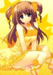  absurdres brown_hair copyright_request dress drill_hair highres lace-up_thighhighs legs nishimata_aoi panties possible_duplicate purple_eyes star twin_drills underwear violet_eyes yellow_panties 