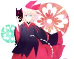  blonde_hair blue_eyes fox_mask hair_ribbon highres japanese_clothes kagamine_rin kaisaki looking_at_viewer mask ribbon short_hair solo vocaloid 