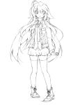  endou_chihiro highres kuu_(endou_chihiro) lineart long_hair monochrome original skirt solo thigh-highs thighhighs very_long_hair 