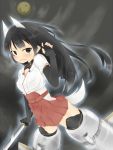  anabuki_tomoko animal_ears black_hair extra_ears fang fingerless_gloves full_moon gloves grey_eyes hatsumi_nekuta moon open_mouth solo strike_witches striker_unit sword tail weapon wolf_ears wolf_tail 