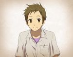  fukube_satoshi hyouka looking_at_viewer rito453 short_hair solo under_shirt yellow_eyes 