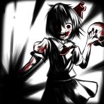  blood blood_on_face crazy darkness open_mouth rumia skull solo spot_color surasura touhou 