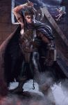  armor artificial_arm artist_request berserk black_hair cape dragonslayer_(sword) fairy guts huge_weapon multiple_boys panoramacon puck sword weapon 