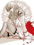  bad_id berserk bouquet bud89 epaulettes fishnets flower garter_straps griffith long_hair rose solo thigh-highs thighhighs trap wavy_hair 