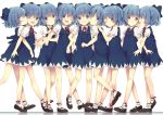  ;) ;d ^_^ ankle_ribbon blue_eyes blue_hair bow cheek_kiss cirno clone closed_eyes dress eyes_closed grin hair_bow kiss locked_arms looking_at_viewer maki_(natoriumu) mary_janes multiple_girls multiple_persona open_mouth shoes short_hair simple_background smile standing touhou white_background wings wink 