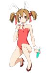  animal_ears brown_hair bunny_ears bunnysuit carrot detached_collar flat_chest high_heels highres rabbit_ears red_eyes rough shoes short_twintails silica solo sword_art_online twintails ugly_ink wrist_cuffs 