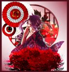  bandage_over_one_eye gintama harunatsu_fuyuko japanese_clothes kimono purple_hair solo takasugi_shinsuke umbrella 