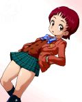  brown_eyes character_request futari_wa_precure isu kubota_shiho lowres precure red_hair redhead school_uniform short_hair solo striped striped_bowtie when_you_see_it 