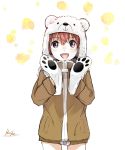  animal_hat hanyae hat mittens polar_bear solo yuru_yuri 