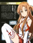  1girl absurdres asuna_(sao) asuna_(sword_art_online) brown_eyes brown_hair female highres kawakami_tetsuya long_hair official_art scan solo sword_art_online thighhighs 