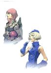  black_coat card elizabeth elizabeth_(p3) elizabeth_(persona) helmet kirijou_mitsuru megaten official_art persona persona_3 red_hair sketch soejima_shigenori yellow_hair 