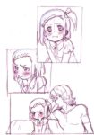  1girl barnaby_brooks_jr blush comic kaburagi_kaede nishida_asako pout side_ponytail silent_comic sketch tiger_&amp;_bunny 