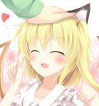  :d ^_^ animal_ears bad_id blonde_hair blush cat_ears closed_eyes eyes_closed fang flandre_scarlet hand_on_head heart kemonomimi_mode open_mouth paw_pose pen-zin side_ponytail smile solo touhou wings 