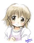  blush brown_eyes brown_hair close-up hidamari_sketch highres kem_kem simple_background smile solo yuno 