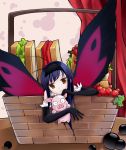  1girl accel_world antenna_hair arita_haruyuki black_hair butterfly_wings gloves highres kuroyukihime long_hair pig red_eyes wings 