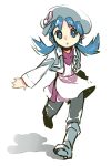  alternate_costume bangs blue_eyes blue_hair boots chibi crystal_(pokemon) full_body hat pokemon pokemon_(game) pokemon_gsc running solo twintails 